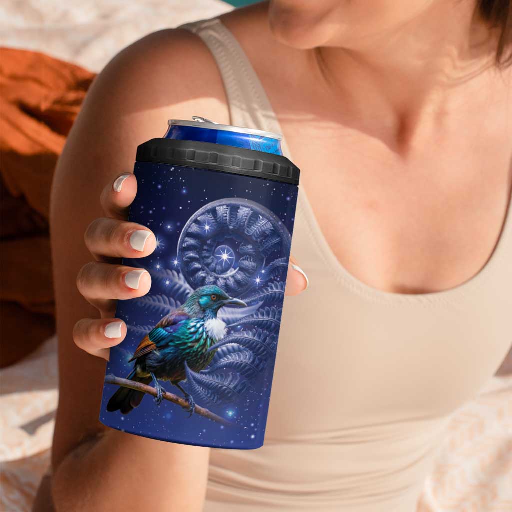 Tui Bird Matariki Galaxy 4 in 1 Can Cooler Tumbler Koru Silver Fern Aotearoa