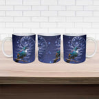 Tui Bird Matariki Galaxy Ceramic Mug Koru Silver Fern Aotearoa