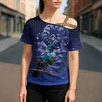 Tui Bird Matariki Galaxy Cross Shoulder Shirt Koru Silver Fern Aotearoa