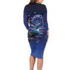 Tui Bird Matariki Galaxy Family Matching Long Sleeve Bodycon Dress and Hawaiian Shirt Koru Silver Fern Aotearoa