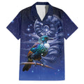 Tui Bird Matariki Galaxy Family Matching Off Shoulder Maxi Dress and Hawaiian Shirt Koru Silver Fern Aotearoa