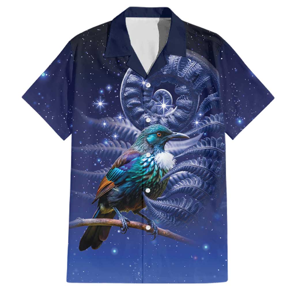 Tui Bird Matariki Galaxy Family Matching Tank Maxi Dress and Hawaiian Shirt Koru Silver Fern Aotearoa