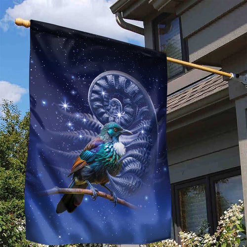 Tui Bird Matariki Galaxy Garden Flag Koru Silver Fern Aotearoa