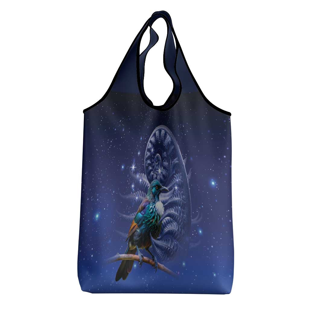 Tui Bird Matariki Galaxy Grocery Bag Koru Silver Fern Aotearoa