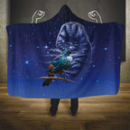 Tui Bird Matariki Galaxy Hooded Blanket Koru Silver Fern Aotearoa