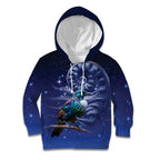 Tui Bird Matariki Galaxy Kid Hoodie Koru Silver Fern Aotearoa