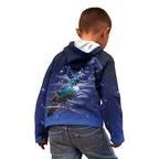 Tui Bird Matariki Galaxy Kid Hoodie Koru Silver Fern Aotearoa