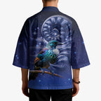 Tui Bird Matariki Galaxy Kimono Koru Silver Fern Aotearoa