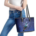 Tui Bird Matariki Galaxy Leather Tote Bag Koru Silver Fern Aotearoa