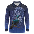Tui Bird Matariki Galaxy Long Sleeve Polo Shirt Koru Silver Fern Aotearoa