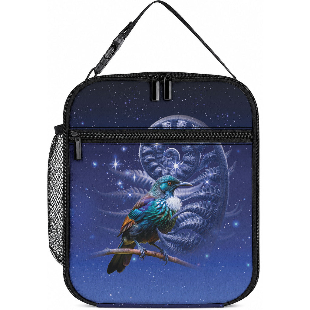 Tui Bird Matariki Galaxy Lunch Bag Koru Silver Fern Aotearoa