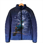 Tui Bird Matariki Galaxy Padded Jacket Koru Silver Fern Aotearoa