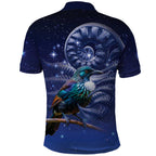 Tui Bird Matariki Galaxy Polo Shirt Koru Silver Fern Aotearoa