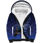 Tui Bird Matariki Galaxy Sherpa Hoodie Koru Silver Fern Aotearoa