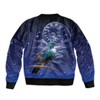 Tui Bird Matariki Galaxy Sleeve Zip Bomber Jacket Koru Silver Fern Aotearoa