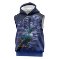 Tui Bird Matariki Galaxy Sleeveless Hoodie Koru Silver Fern Aotearoa