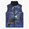 Tui Bird Matariki Galaxy Sleeveless Puffer Jacket Koru Silver Fern Aotearoa