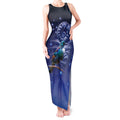 Tui Bird Matariki Galaxy Tank Maxi Dress Koru Silver Fern Aotearoa