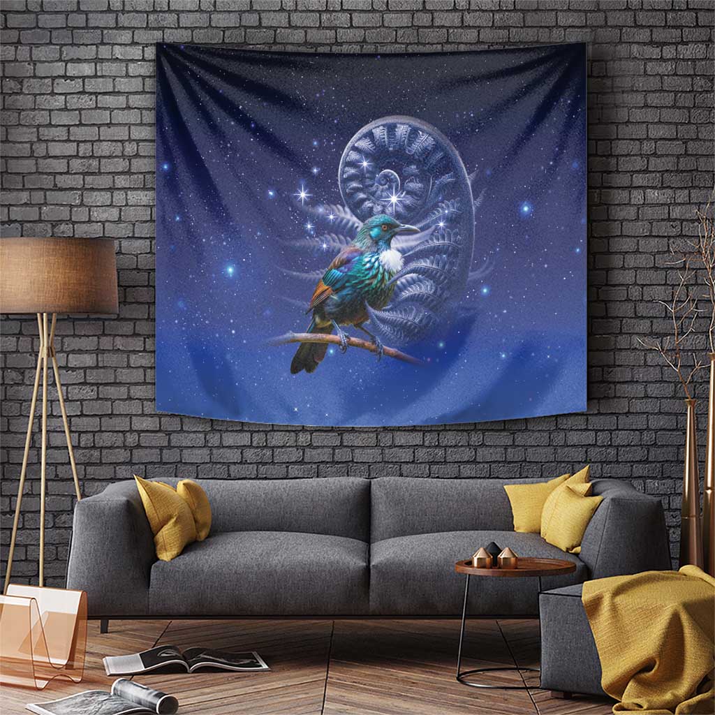 Tui Bird Matariki Galaxy Tapestry Koru Silver Fern Aotearoa