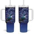 Tui Bird Matariki Galaxy Tumbler With Handle Koru Silver Fern Aotearoa