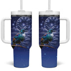 Tui Bird Matariki Galaxy Tumbler With Handle Koru Silver Fern Aotearoa