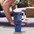 Tui Bird Matariki Galaxy Tumbler With Handle Koru Silver Fern Aotearoa