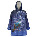 Tui Bird Matariki Galaxy Wearable Blanket Hoodie Koru Silver Fern Aotearoa
