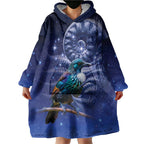 Tui Bird Matariki Galaxy Wearable Blanket Hoodie Koru Silver Fern Aotearoa