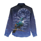 Tui Bird Matariki Galaxy Women Casual Shirt Koru Silver Fern Aotearoa