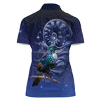 Tui Bird Matariki Galaxy Women Polo Shirt Koru Silver Fern Aotearoa