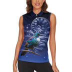 Tui Bird Matariki Galaxy Women Sleeveless Polo Shirt Koru Silver Fern Aotearoa