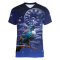 Tui Bird Matariki Galaxy Women V-Neck T-Shirt Koru Silver Fern Aotearoa