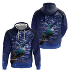 Tui Bird Matariki Galaxy Zip Hoodie Koru Silver Fern Aotearoa