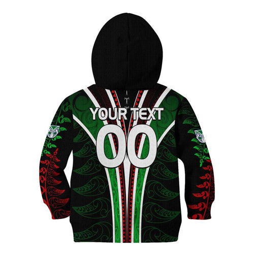 Personalised New Zealand Rugby Silver Fern Kid Hoodie The Maori Warriors LT9
