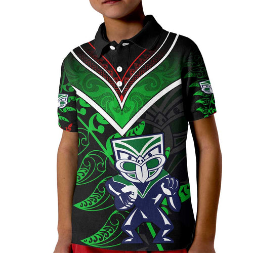 Personalised New Zealand Rugby Silver Fern Kid Polo Shirt The Maori Warriors LT9