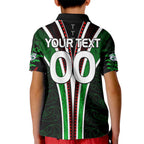 Personalised New Zealand Rugby Silver Fern Kid Polo Shirt The Maori Warriors LT9