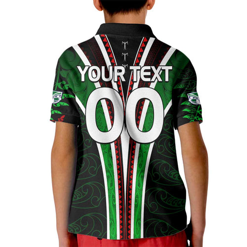 Personalised New Zealand Rugby Silver Fern Kid Polo Shirt The Maori Warriors LT9