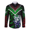 Personalised New Zealand Rugby Silver Fern Long Sleeve Button Shirt The Maori Warriors LT9