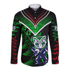 Personalised New Zealand Rugby Silver Fern Long Sleeve Button Shirt The Maori Warriors LT9