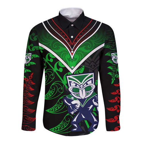 Personalised New Zealand Rugby Silver Fern Long Sleeve Button Shirt The Maori Warriors LT9