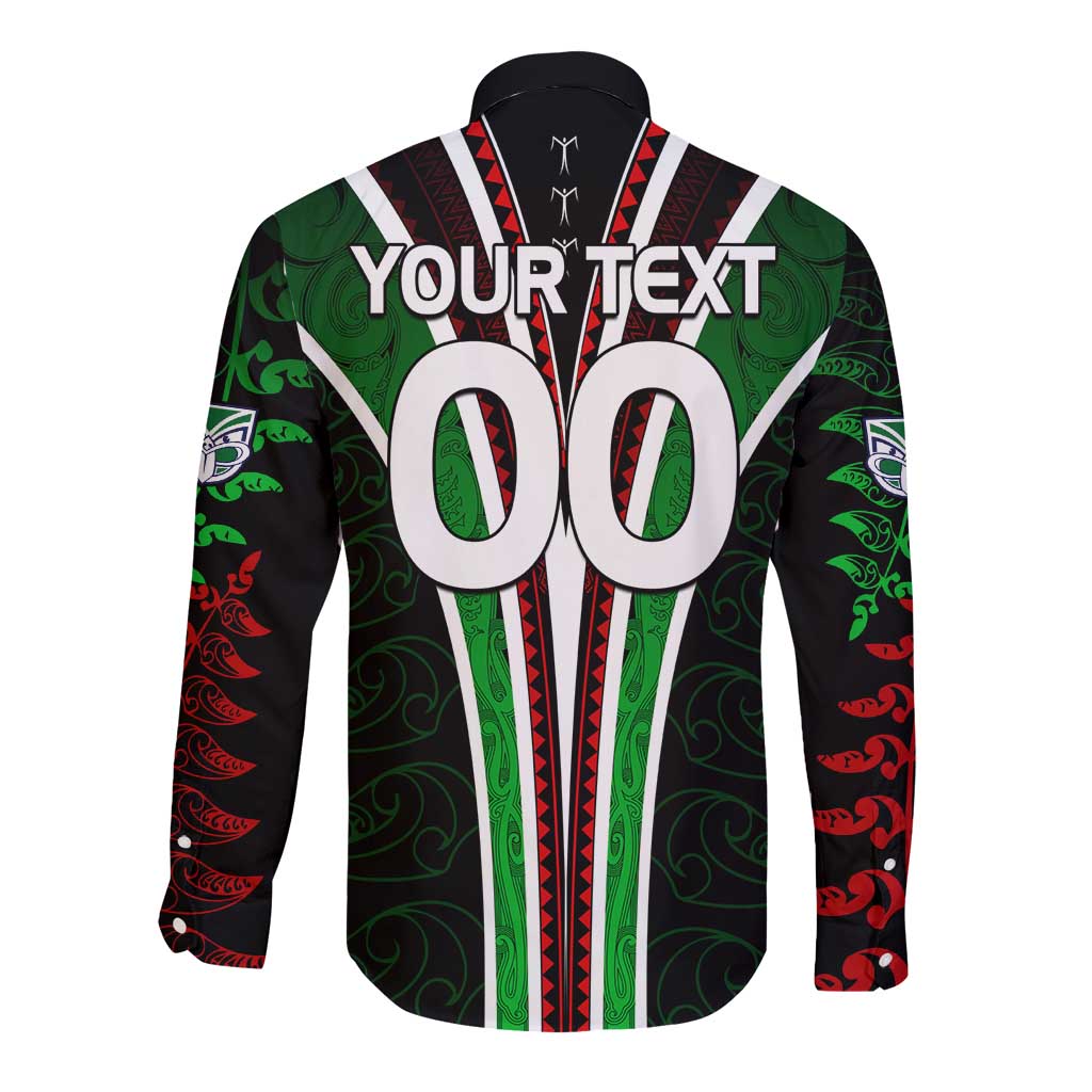 Personalised New Zealand Rugby Silver Fern Long Sleeve Button Shirt The Maori Warriors LT9