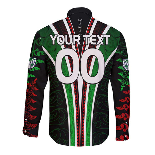 Personalised New Zealand Rugby Silver Fern Long Sleeve Button Shirt The Maori Warriors LT9