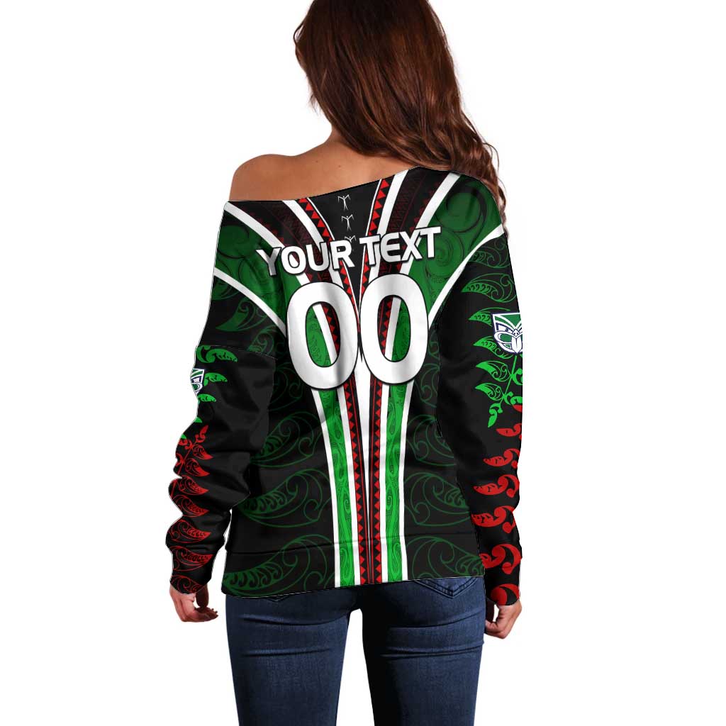 Personalised New Zealand Rugby Silver Fern Off Shoulder Sweater The Maori Warriors LT9
