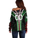 Personalised New Zealand Rugby Silver Fern Off Shoulder Sweater The Maori Warriors LT9