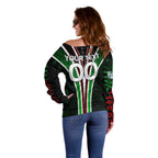 Personalised New Zealand Rugby Silver Fern Off Shoulder Sweater The Maori Warriors LT9