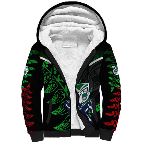 Personalised New Zealand Rugby Silver Fern Sherpa Hoodie The Maori Warriors LT9