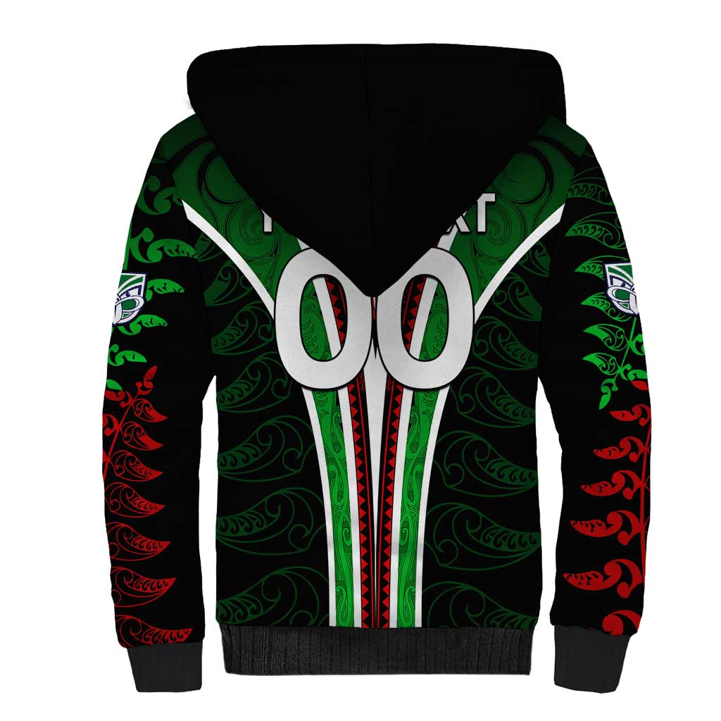 Personalised New Zealand Rugby Silver Fern Sherpa Hoodie The Maori Warriors LT9