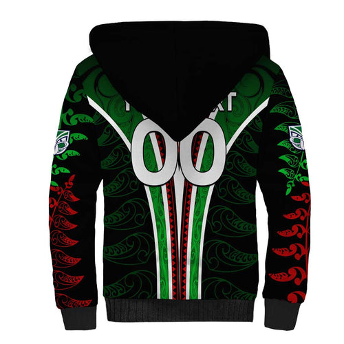 Personalised New Zealand Rugby Silver Fern Sherpa Hoodie The Maori Warriors LT9