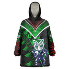 Personalised New Zealand Rugby Silver Fern Wearable Blanket Hoodie The Maori Warriors LT9