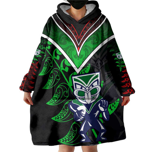 Personalised New Zealand Rugby Silver Fern Wearable Blanket Hoodie The Maori Warriors LT9